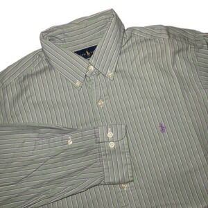 Ralph Lauren Shirt Mens Medium Neck Size 16.5 32-33 Striped Long Sleeve Cotton